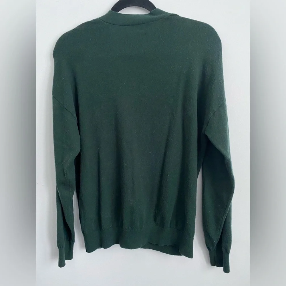 Aritzia Sunday Best Buffy V Neck Button Cardigan Merino Wool - Forrest Green - S - Picture 4 of 8